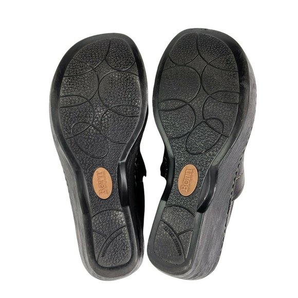 Born Dark Brown Pebbled Leather Slip On Comfort Platform Wedge Heel Clogs 7 / 38 - Picture 9 of 11